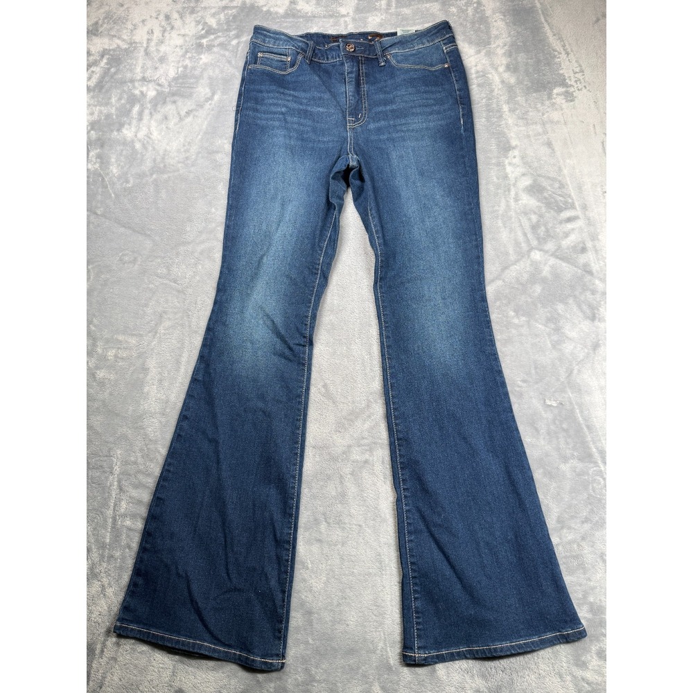 Seven7 Jeans Womens 8 Blue Denim Stretch High Rise Light Wash Slim Flare Leg
